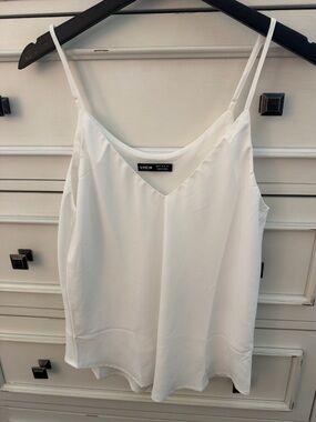 SHEIN White V-Neck Satin Spaghetti Strap Cami